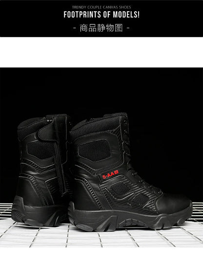 Botas tácticas para hombre, nuevas, de invierno, para combate, hasta el tobillo, antideslizantes, para trabajo, seguridad, botas militares, impermeables, para motocicleta.