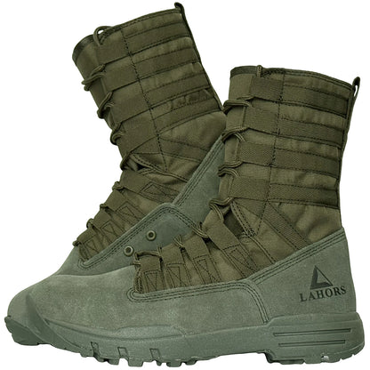 Botas tácticas de combate LAHORS de piel de ante ligera para hombre, ideales para senderismo al aire libre, estilo militar del desierto, transpirables, hasta el tobillo, fabricadas en material sintético.