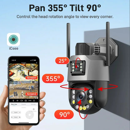 Cámara PTZ de 8 MP con zoom 50x, Wi-Fi, doble lente, 4K, zoom 20x, cámara de vigilancia exterior, visión infrarroja de largo alcance (120 m), compatible con ONVIF.