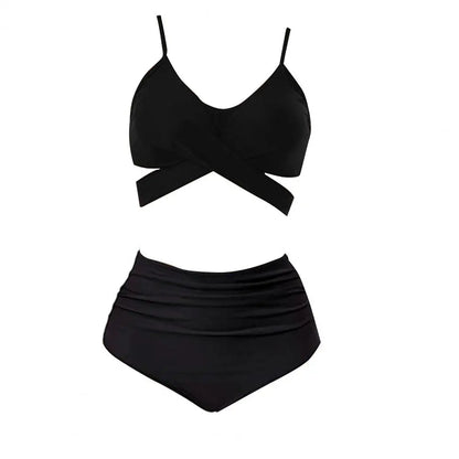 Summer Swimsuit  Stylish Cross Bandage Bra Panties Bikini Set  Breathable Bikini Set