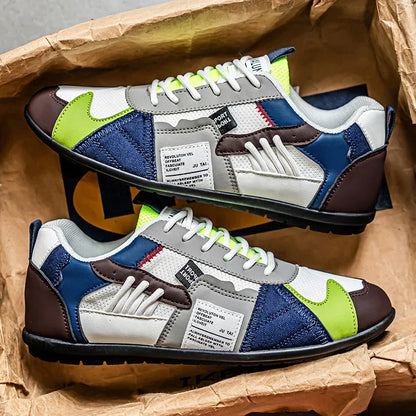 Zapatillas deportivas informales de gran tamaño para hombre, transpirables, versión mejorada, temporada de verano, estilo popular transfronterizo, planas, con cordones y hasta el tobillo.