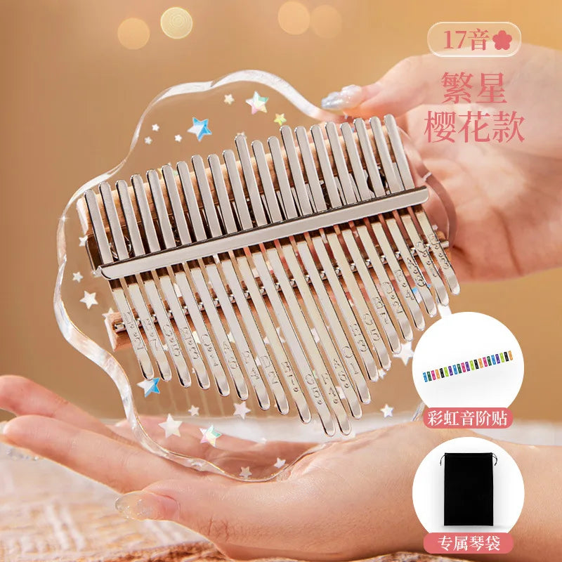 HLURU Kalimba 17, piano de pulgar de 21 teclas, cristal acrílico, Kalimba 17, piano de dedo de 21 teclas para principiantes y niños, instrumento de teclado