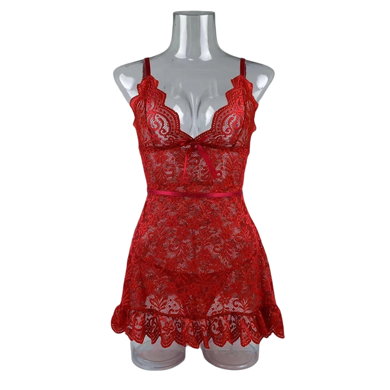 Conjunto de lencería sexy con perspectiva de empalme de encaje, ropa de dormir erótica sin entrepierna, pijama, vestido de noche de encaje, camisón, tanga