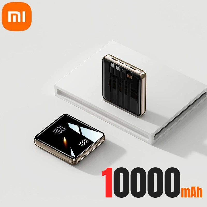 Xiaomi - Mini banco de energía de 500.000 mAh, gran capacidad, carga súper rápida, batería externa con 4 cables integrados para iPhone, Samsung y Xiaomi.