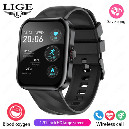 LIGE - Reloj inteligente para hombre, pantalla de 1,91 pulgadas, Bluetooth, llamadas, más de 100 modos deportivos, monitorización del sueño, resistente al agua, para mujer (regalo 2025)