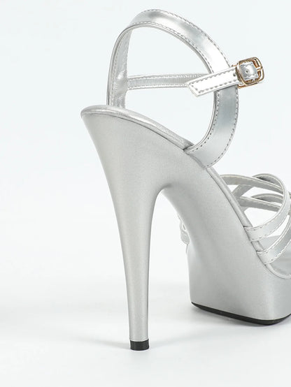 Zapatos de tacón alto para mujer, talla 43, con tiras finas, estilo pasarela, de 13 cm, con plataforma sólida, para fiesta y discoteca, color negro
