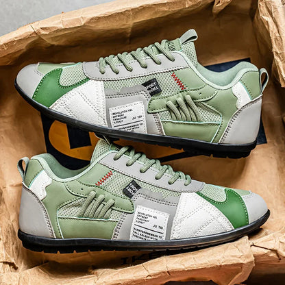Zapatillas deportivas informales de gran tamaño para hombre, transpirables, versión mejorada, temporada de verano, estilo popular transfronterizo, planas, con cordones y hasta el tobillo.