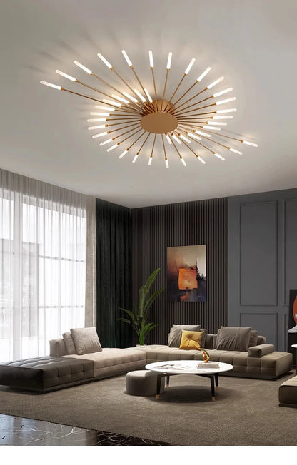 Lámparas de techo LED modernas con diseño de fuegos artificiales para sala de estar, comedor y dormitorio. Lámparas de techo brillantes.