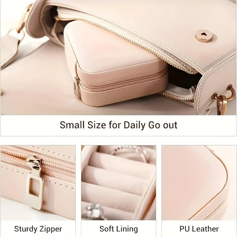 Un organizador portátil para cajas de viaje para joyas, bolsas de almacenamiento, anillos, aretes, collares y pulseras: el regalo perfecto para mujeres.