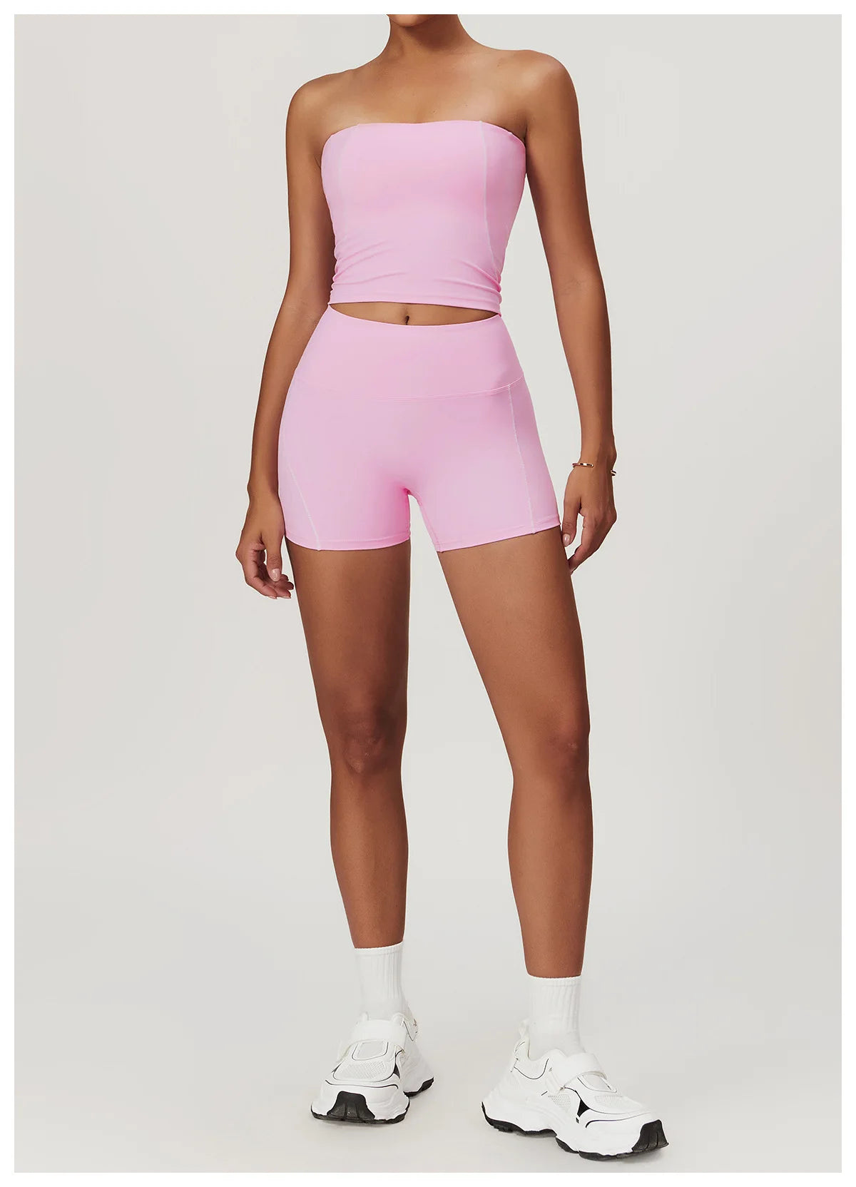 Conjunto deportivo de yoga FUBEIKE para mujer, de verano, color nude, ajustado, con espalda descubierta, ideal para gimnasio, ropa deportiva para mujer, para correr al aire libre.