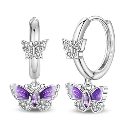 Pendientes de plata de ley 925 con diseño de mariposa, abeja, mariquita y flor de arcoíris para mujer, joyería de moda para fiestas de cumpleaños, regalos