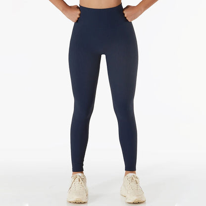 SOISOU - Mallas de yoga sin costuras para mujer, de tejido acanalado, transpirables, de cintura alta, para gimnasio, deporte y fitness, de alta calidad, en 7 colores