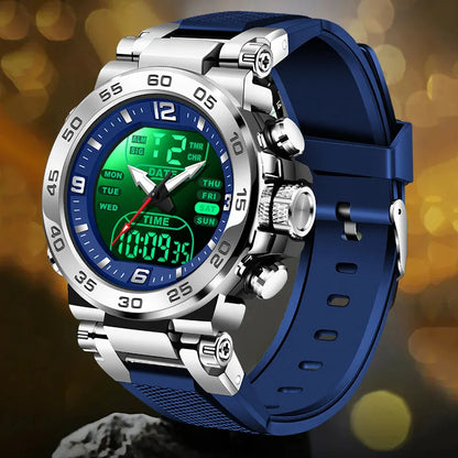 Relojes FOXBOX para hombre, marca superior, reloj de pulsera analógico digital de cuarzo de lujo para hombre, reloj luminoso con pantalla de doble horario resistente al agua para hombre