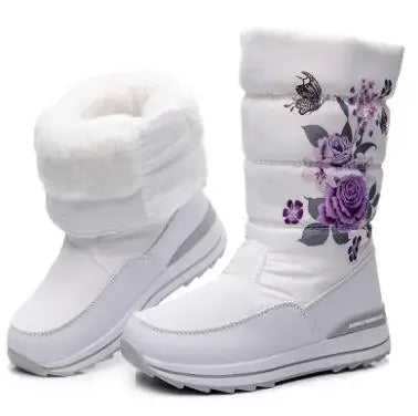 Botas de nieve para mujer, botas de invierno con plataforma, botas gruesas de felpa, impermeables y antideslizantes, zapatos de invierno de moda para mujer, botas cálidas de piel para mujer