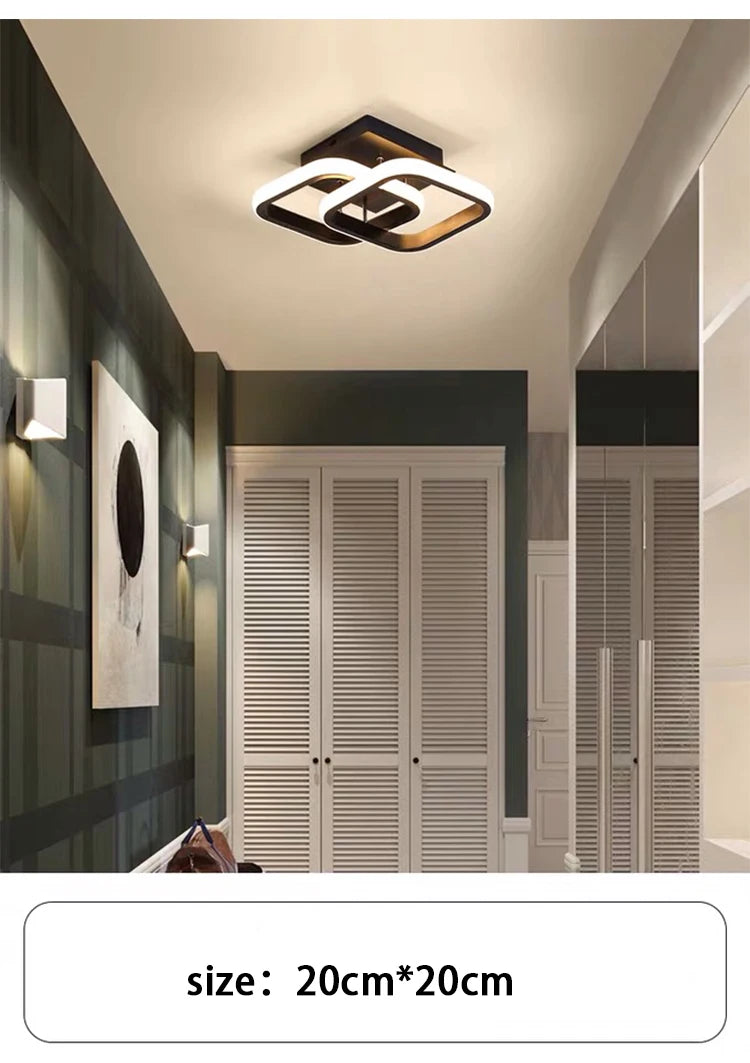Lámpara de techo LED moderna de 2 anillos con diseño creativo. Ideal para interiores: pasillo, balcón, oficina.