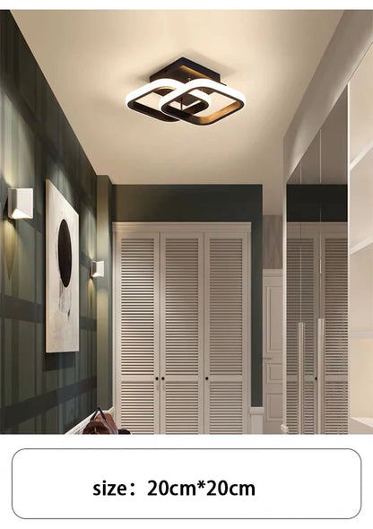 Lámpara de techo LED moderna de 2 anillos con diseño creativo. Ideal para interiores: pasillo, balcón, oficina.