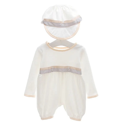 Ropa de bebé niño, conjunto de pelele blanco para bautismo con gorro y cuello vuelto, ropa para recién nacidos, primera Navidad, cumpleaños de niño de 3 a 24 meses