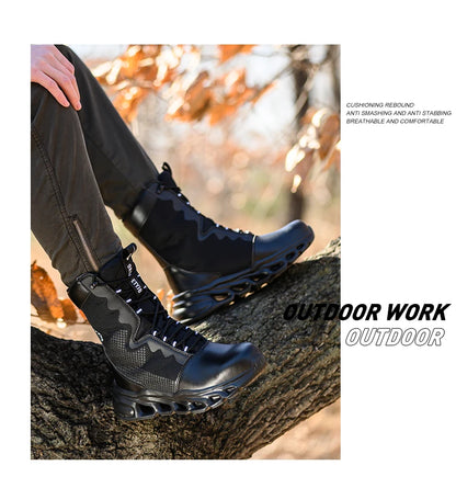 Zapatillas de trabajo con puntera de acero, zapatos de seguridad para hombre, calzado de trabajo nuevo a prueba de perforaciones, botas indestructibles, calzado de seguridad ligero.