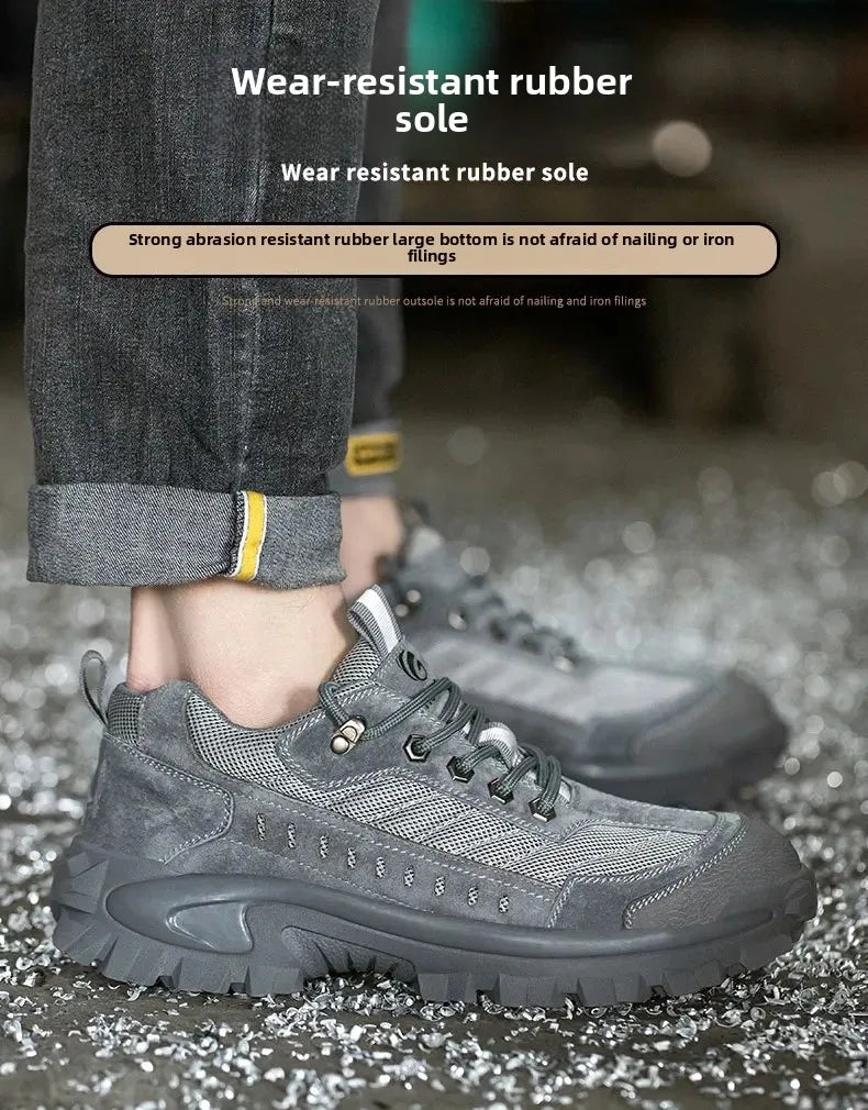 Spring New Men's Steel Toe Safety Shoes Breathable Work Shoes Anti Crush And Piercing High Temperature Resistant Wear Proof