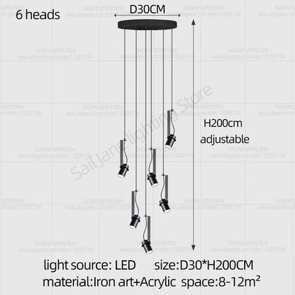 Focos LED Lámpara de araña Minimalista Moderna Iluminación para sala de estar Decoración del hogar Lámpara colgante para restaurante Lámpara colgante para escaleras