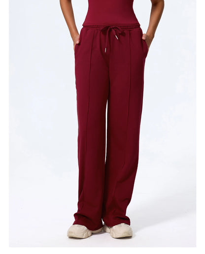 Pantalones largos de yoga para mujer, cálidos para invierno y otoño, para gimnasio, entrenamiento, estilo holgado, deportivos, de cintura alta, con cordón ajustable.