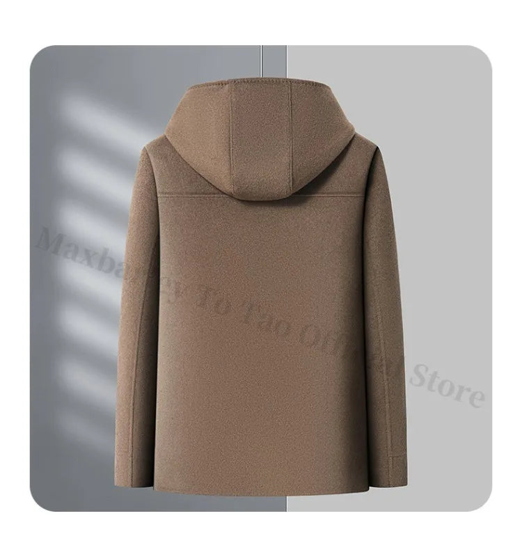 Chaqueta de lana para hombre Maxbarley con capucha, ideal para actividades al aire libre, trabajo, cortavientos, cálida, con forro desmontable de alta calidad y muy cómoda. Abrigo de lana ligero para invierno.