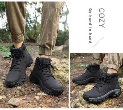 Botas altas de cuero para hombre, transpirables, para combate en el desierto, para exteriores, antideslizantes, para senderismo, motociclistas, botines de trabajo