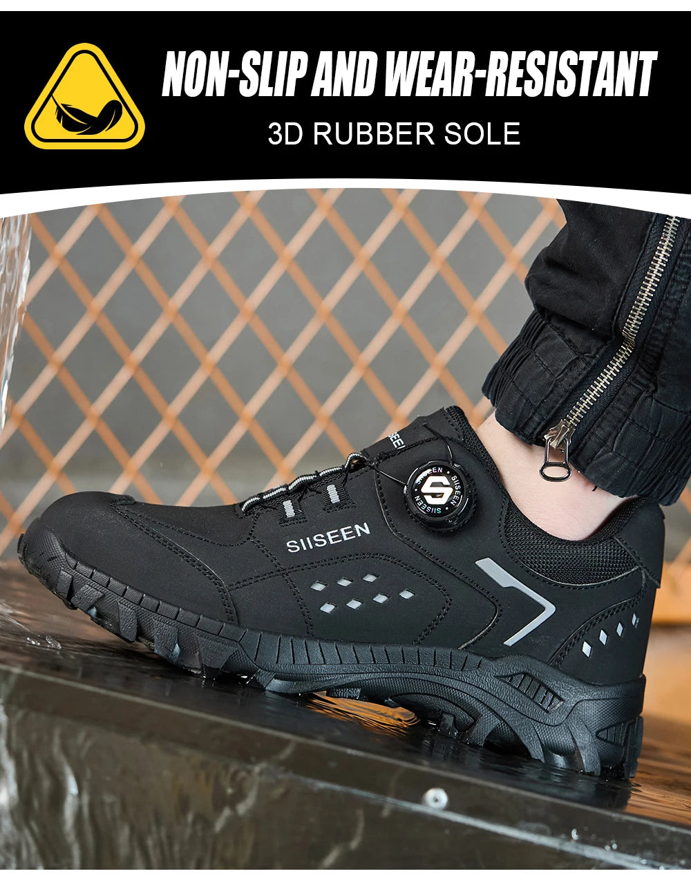 Botas de seguridad con puntera de acero para hombre - Calzado de trabajo resistente a perforaciones, antideslizante y duradero para la construcción y uso industrial en exteriores.