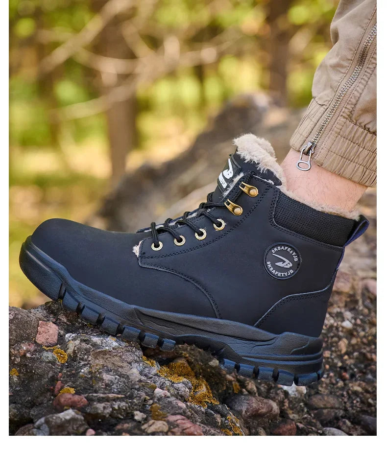 Botas de seguridad para el trabajo para hombre, cálidas y resistentes al agua, con punta de acero, para invierno, 2024