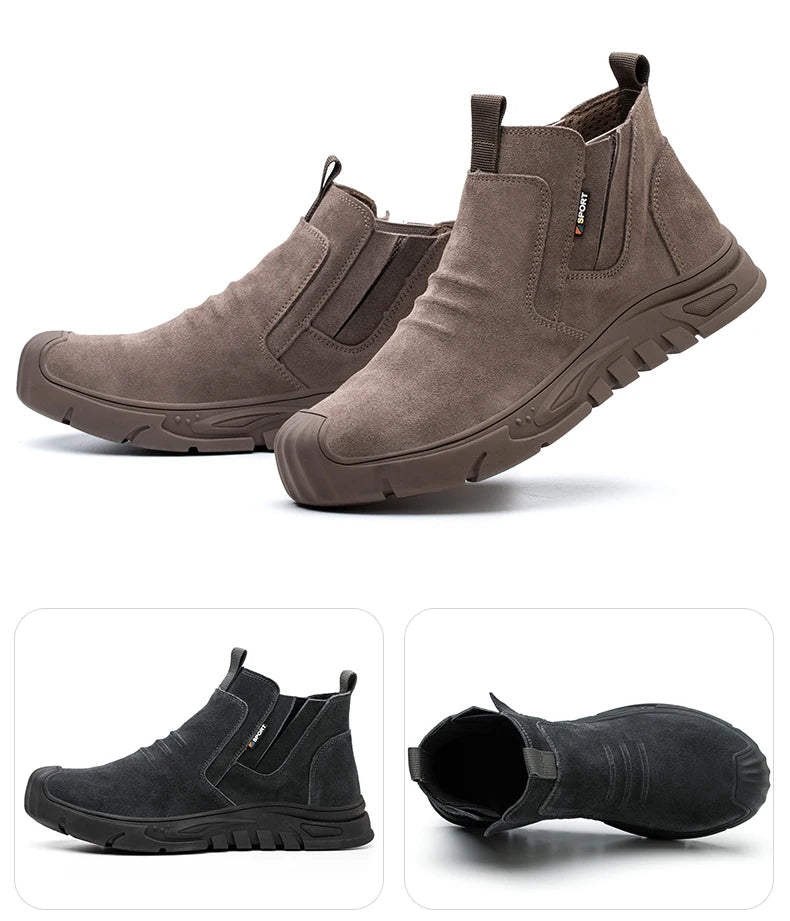 Botas de trabajo con puntera de acero, calzado de trabajo antiperforación para hombre, zapatos de trabajo indestructibles, zapatos de trabajo para exteriores, botas de seguridad para hombre.