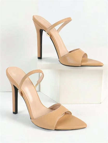 Liyke - Sandalias sexis con tiras traseras para mujer, moda de verano 2025, con punta abierta, sin cordones, de diseñador, tacones altos, zapatos de fiesta, talla 43