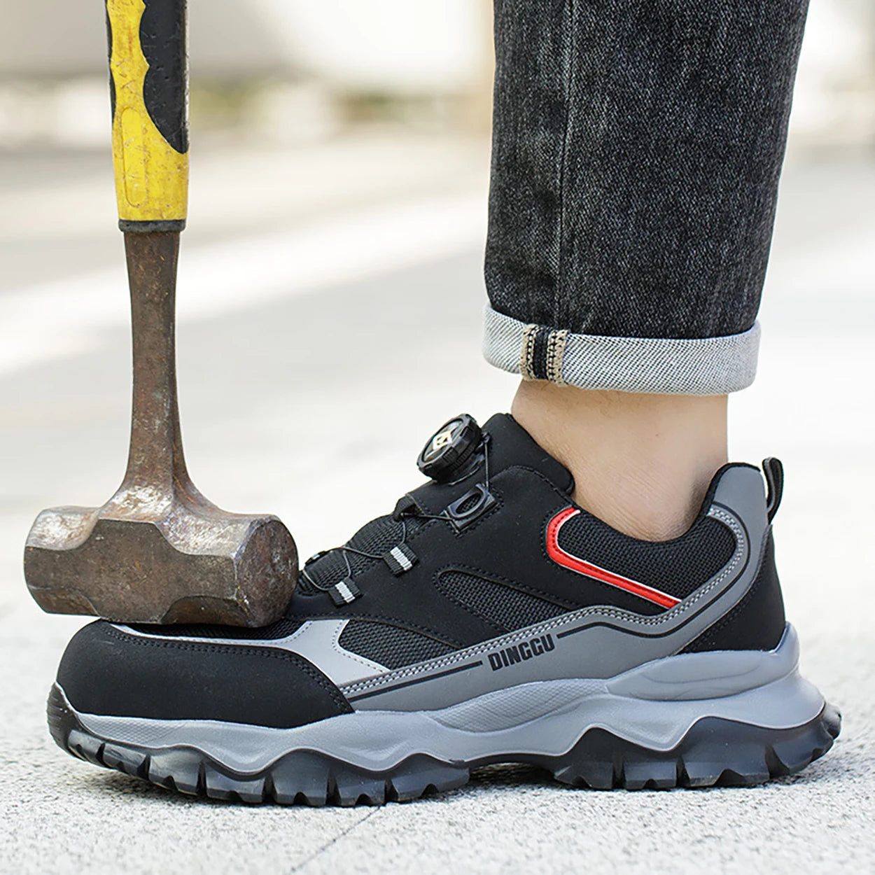 Zapatos de seguridad tipo zapatillas ligeras y transpirables con puntera de acero, diseño antiperforación, amortiguación de impactos y protección antiaplastamiento, calzado de trabajo para hombre.