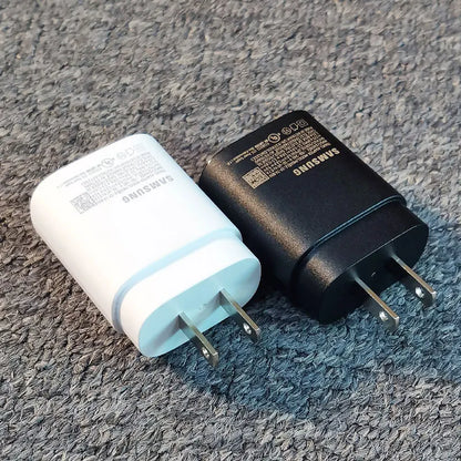 Cargador de 25 W con enchufe estadounidense para Samsung, adaptador de carga súper rápida para Galaxy S24, S23, S22, S21, S20 Ultra, Z Flip Fold, 6, 5, 4, 3, 2, A55, A35 y A25.