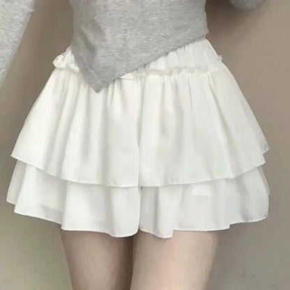 Faldas blancas estilo kawaii de verano para mujer, minifaldas ajustadas a la moda, estilo Y2K, elásticas, de cintura alta y color negro, estilo gótico