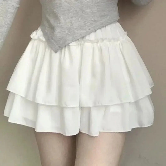 Faldas blancas estilo kawaii de verano para mujer, minifaldas ajustadas a la moda, estilo Y2K, elásticas, de cintura alta y color negro, estilo gótico