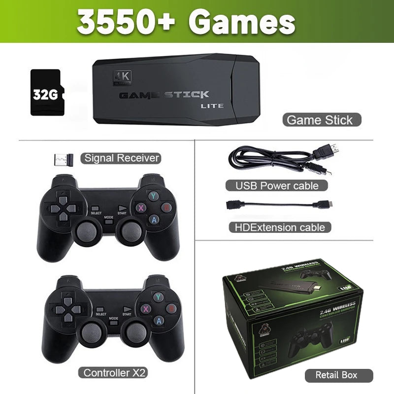 Consola de videojuegos M8, mando inalámbrico dual de 2,4 G, 4K, 10 000 juegos, 64 GB, retro, regalo de Navidad