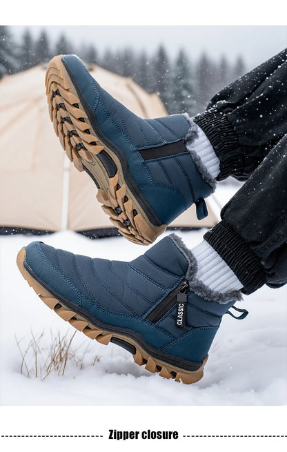 Botas de hombre para mantener el calor, zapatos de invierno para hombre, botines impermeables, zapatos de piel, botas de nieve, zapatos casuales de invierno, botines para hombre