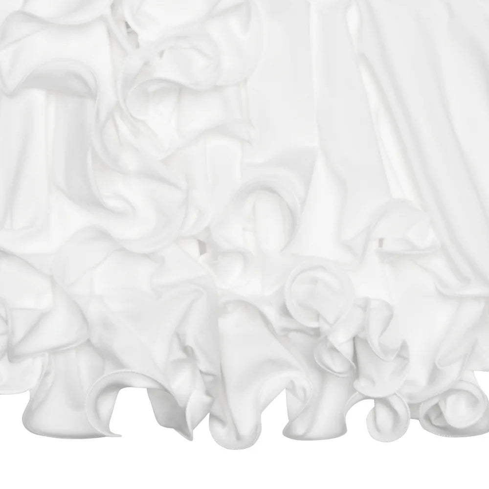 Vestido corto de mujer con volantes, patchwork blanco y negro, manga larga acampanada, encaje y cordones, para fiesta, noche, mini vestido, azul, rosa, rojo.