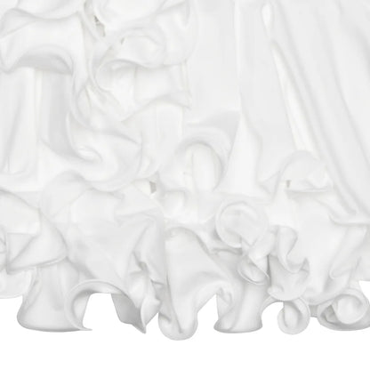 Vestido corto de mujer con volantes, patchwork blanco y negro, manga larga acampanada, encaje y cordones, para fiesta, noche, mini vestido, azul, rosa, rojo.