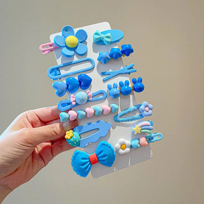 Juego de 14 accesorios para el cabello para niñas, horquillas con forma de flor, lazos, pinzas laterales, pasadores con forma de corazón de conejo, tocado para niñas.