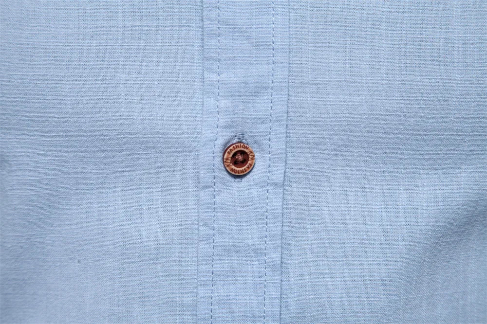 Camisa de lino 100% algodón para hombre, camisas de marca con bordado de color liso, blusas informales de manga larga de alta calidad con botones