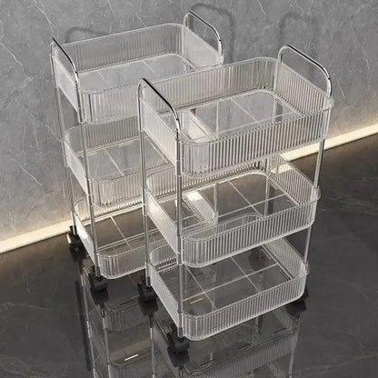 Estante móvil con ruedas, estante de almacenamiento multicapa, carrito para el hogar para refrigerios, cosméticos, artículos diversos, organizador de 2/3/4 niveles, carrito rodante
