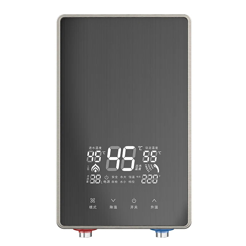 Calentador eléctrico instantáneo de agua IPX4, 7500 kW, calentamiento rápido, sin tanque, con pantalla LED y resistencia al agua.