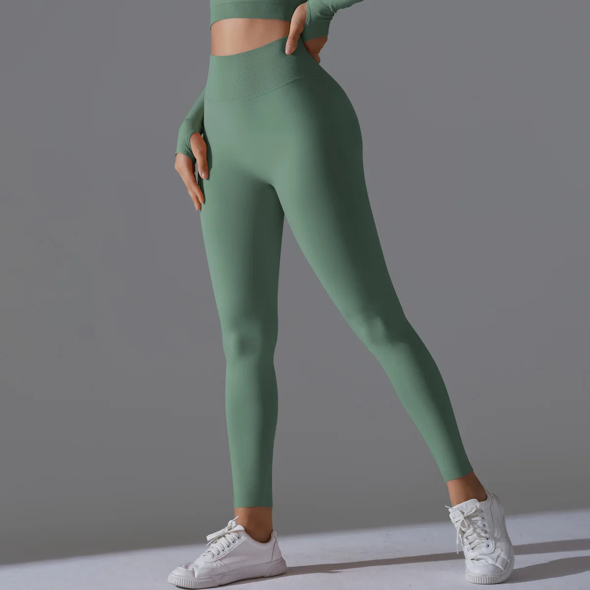 Leggings deportivos de yoga para mujer, sin costuras, cintura alta, elásticos, color sólido, para gimnasio, correr, secado rápido, realce y efecto moldeador.
