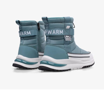 Botas de nieve de invierno para mujer, de terciopelo grueso, de viaje, cálidas, antideslizantes, de algodón, de tubo medio, informales y cómodas.