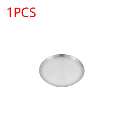 Plato de camping de acero inoxidable, vajilla, contenedor de alimentos, plato de picnic, utensilios de cocina, equipo de camping para senderismo, suministros de camping, nueva base