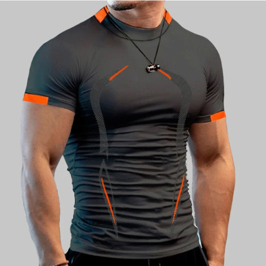 Nueva camiseta deportiva de verano para hombre, transpirable, de secado rápido, para gimnasio y correr.