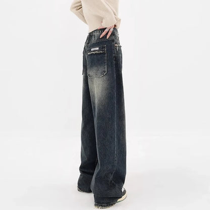 Pantalones vaqueros holgados Harajuku Y2K para mujer, ropa de calle retro, pantalones de cintura alta, pantalones vaqueros holgados de pierna ancha para mujer