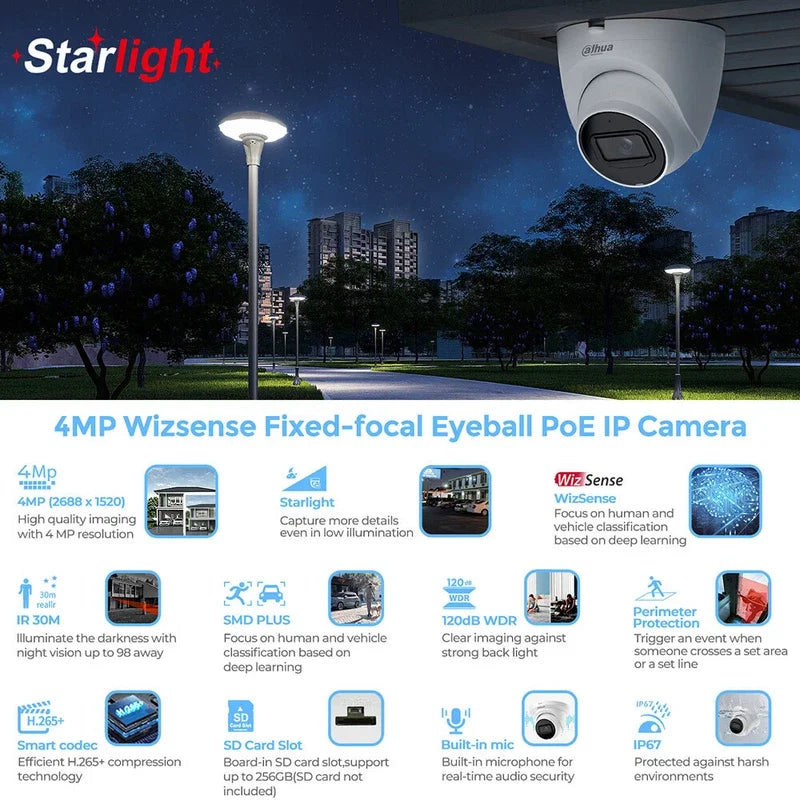 Cámara IP Hikvision ColorVu Smart Hybrid Light DS-2CD1383G2-LIU 4K 8MP con doble luz blanca y micrófono integrado.