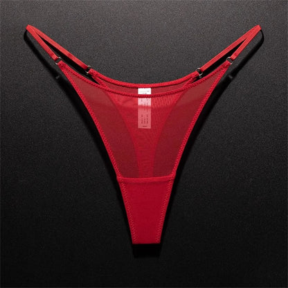 Tanga de mujer con abertura alta sin costuras, malla ultrafina, ropa interior sexy, gasa transparente, deportiva, fitness, talla grande